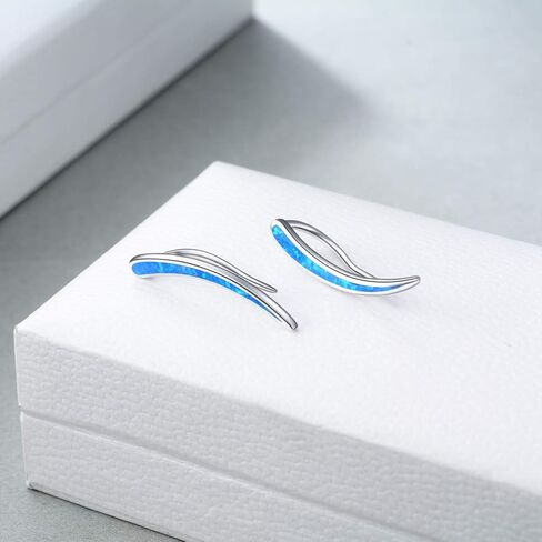 WINNICACA 925 Sterling Silver Ear Climbers Earrings for Women Created Opal Earrings for Women Hypoallergenic Crawler Earrings Jewelry Gifts for Mom Wife in Saudi Arabia