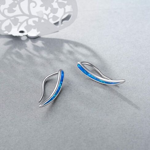 WINNICACA 925 Sterling Silver Ear Climbers Earrings for Women Created Opal Earrings for Women Hypoallergenic Crawler Earrings Jewelry Gifts for Mom Wife in Saudi Arabia