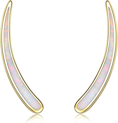 WINNICACA 925 Sterling Silver Ear Climbers Earrings for Women Created Opal Earrings for Women Hypoallergenic Crawler Earrings Jewelry Gifts for Mom Wife in Saudi Arabia