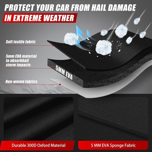 Specialized Hail Protector Car Cover for SUV Length Up to 191 Inch, Multi-Layered Car Hail Blankets Protector Cover with 5mm Thick High Density EVA Cushioning Foam Pad and Reflective Stripes in Saudi Arabia