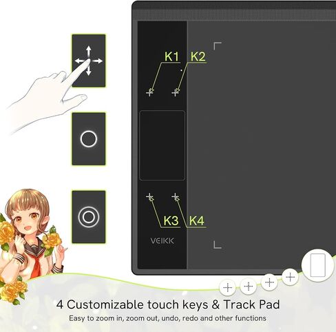 Digital Drawing Tablet VEIKK A15Pro Graphics Pen Tablet 10 x 6 Inch Graphics Tablet with 12 Shortcut Keys and 1 Quick Dial,Supports Tilt Function,for MAC/Win/Linux/Android OS (Blue) in Saudi Arabia