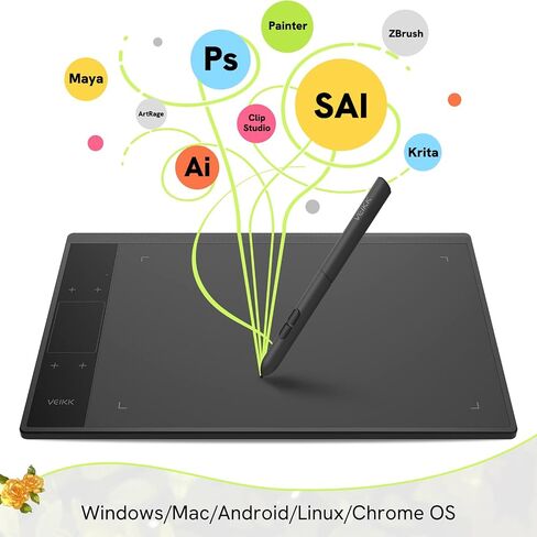 Digital Drawing Tablet VEIKK A15Pro Graphics Pen Tablet 10 x 6 Inch Graphics Tablet with 12 Shortcut Keys and 1 Quick Dial,Supports Tilt Function,for MAC/Win/Linux/Android OS (Blue) in Saudi Arabia