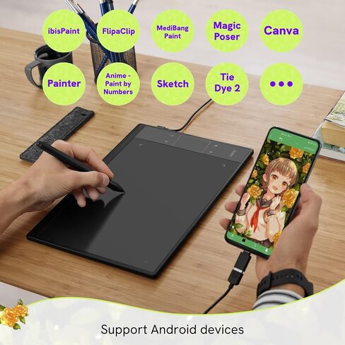 Digital Drawing Tablet VEIKK A15Pro Graphics Pen Tablet 10 x 6 Inch Graphics Tablet with 12 Shortcut Keys and 1 Quick Dial,Supports Tilt Function,for MAC/Win/Linux/Android OS (Blue) in Saudi Arabia