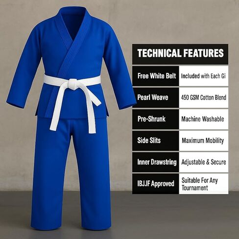 البالغ البرازيلي jiu-jitsu gi-BJJ خفيفة الوزن للرجال والنساء (GI فقط ، حزام يباع بشكل منفصل)-متين ، قابل للتنفس in Kuwait