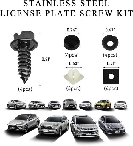 4 PCS CAR CAR LICARE SCROW ، مجموعة برغي لوحة ترخيص التثبيت الذاتي للألواح الأمامية والخلفية ، أدوات مسامير سيارة من الفولاذ المقاوم للصدأ المقاوم للصدأ ، إكسسوارات السيارات (أسود) in Saudi Arabia