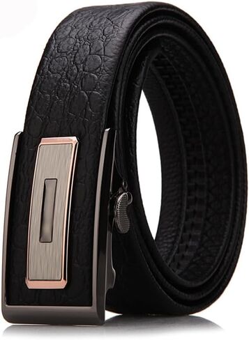 Men's Automatic Buckle Cowhide Belt Men's Genuine Leather Belt and Pants Belt(110cm) in Saudi Arabia