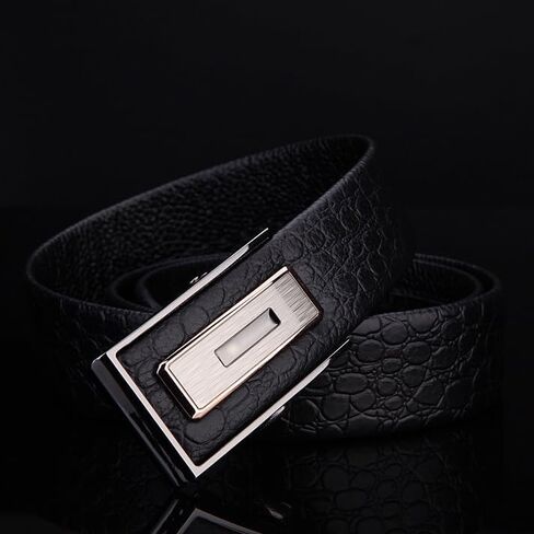Men's Automatic Buckle Cowhide Belt Men's Genuine Leather Belt and Pants Belt(110cm) in Saudi Arabia