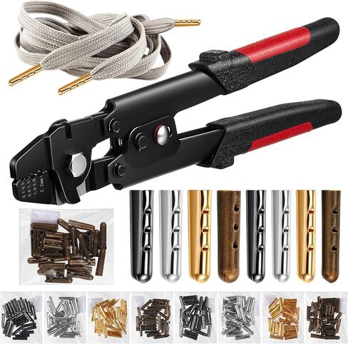 Lasnten 201 Pcs Aglet Repair Kit Include Aglet Crimping Tool 2 Sizes 4 Colors Metal Shoelace Tips Replacement End for Shoelaces Hoodies Pants Sneakers in Saudi Arabia