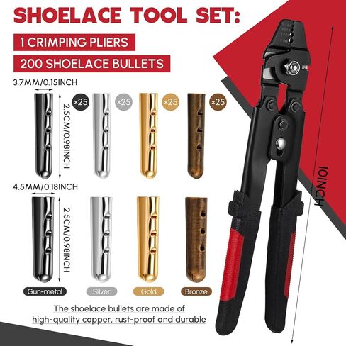 Lasnten 201 Pcs Aglet Repair Kit Include Aglet Crimping Tool 2 Sizes 4 Colors Metal Shoelace Tips Replacement End for Shoelaces Hoodies Pants Sneakers in Saudi Arabia