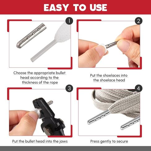 Lasnten 201 Pcs Aglet Repair Kit Include Aglet Crimping Tool 2 Sizes 4 Colors Metal Shoelace Tips Replacement End for Shoelaces Hoodies Pants Sneakers in Saudi Arabia
