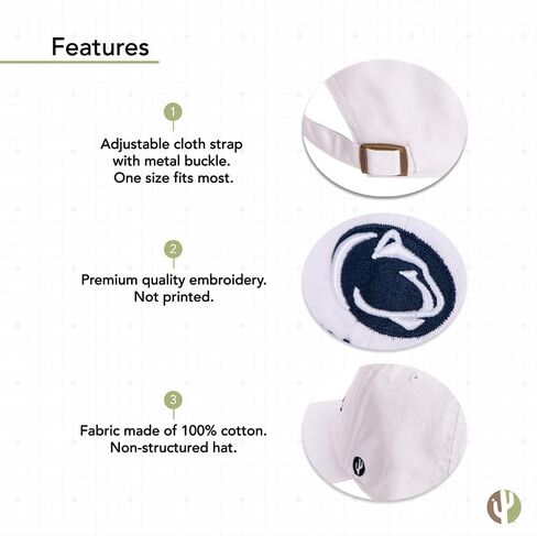 Desert Cactus Penn State University Baseball Hat Pennsylvania PSU Nittany Lions Brimmed Embroirderd Hats Cap Adjustable Cloth Strap Adult (Style F1) in Saudi Arabia