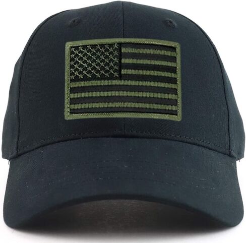 Black Olive USA Flag Patch Youth Size Cotton Structured Baseball Cap in Saudi Arabia