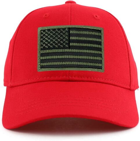 Black Olive USA Flag Patch Youth Size Cotton Structured Baseball Cap in Saudi Arabia