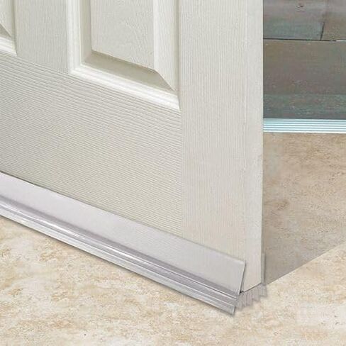 Plastic Easy E-Z Slide on Clear Door Sweep with Draft Stopper Sweep for Doors 1" - 1 3/4" Wide - 3 FT Long - Door Bottom Design Holds Itself Firmly in Place No Installation Needed in Saudi Arabia