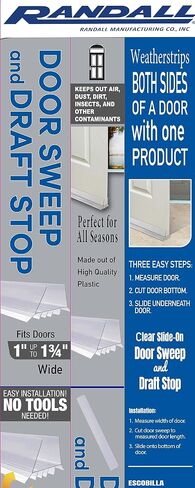 Plastic Easy E-Z Slide on Clear Door Sweep with Draft Stopper Sweep for Doors 1" - 1 3/4" Wide - 3 FT Long - Door Bottom Design Holds Itself Firmly in Place No Installation Needed in Saudi Arabia