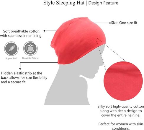 MASUMI Chemo Organic Headwear - Sleep Cap | Cancer Headwear for Men & Women | Unisex Sleeping Hat | 95% Cotton Beanie in Saudi Arabia