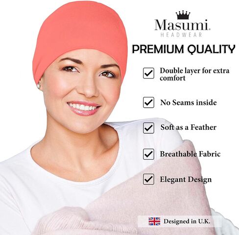MASUMI Chemo Organic Headwear - Sleep Cap | Cancer Headwear for Men & Women | Unisex Sleeping Hat | 95% Cotton Beanie in Saudi Arabia
