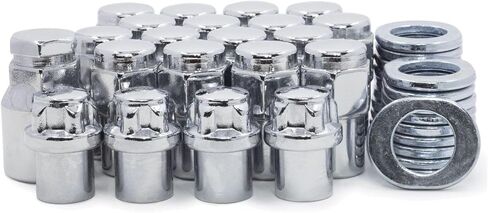 Lug Nuts & Locks 7/Chrome Flat Top 75 Shank Center Washers 20 Steel for Chevy for Camaro for Chevelle for Chevy II for El Camino for Malibu for Nova 13/16 "SHEX/WICH in Saudi Arabia