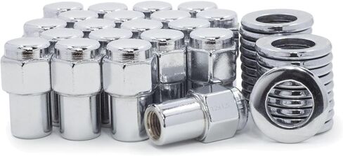 20 Lug Nuts 12X1.5 Chrome Flat Top Nut .75 Shank Center Washers for Pontiac,for Olds,for GMC,for Chevy,for Buick in Saudi Arabia