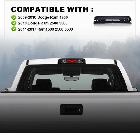 G-PLUS 3D LED Bar Truck Third 3rd Tail X Brake Light Compatible With 2009-2010 Dodge Ram 1500 2011-2017 Ram 1500 2500 3500 55372082AE 55372082AF High Mount Stop light in Kuwait