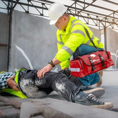 MFASCO First Aid Kit - Fully Stocked Portable Reflective Bag -First Responder Emergency Response Kit -for Natural Disaster Preparedness - Customizable Storage -Includes 415 Pcs First Aid Supplies- Red in Saudi Arabia