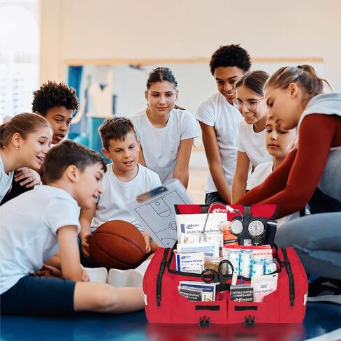 MFASCO First Aid Kit - Fully Stocked Portable Reflective Bag -First Responder Emergency Response Kit -for Natural Disaster Preparedness - Customizable Storage -Includes 415 Pcs First Aid Supplies- Red in Saudi Arabia