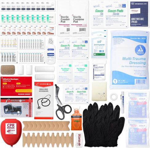 MFASCO First Aid Kit - Fully Stocked Portable Reflective Bag -First Responder Emergency Response Kit -for Natural Disaster Preparedness - Customizable Storage -Includes 415 Pcs First Aid Supplies- Red in Saudi Arabia