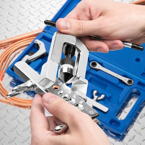 مجموعة أدوات أدوات Loreso Fealaring ، أداة تفكيك و HVAC مجموعة من مشاعل فردية 45 درجة على خطوط النحاس والألومنيوم والنحاس والنحاس والفولاذ الناعم مع قاطع الأنبوب ، ومربع لإصلاح الثلاجة والثلاجة in Kuwait