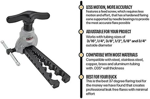 Speedway Motors 37 Degree Flaring Tool for Stainless Steel, Copper, Brass, and Aluminum Tubing - Ratcheting Feed Screw, Sizes 3/16" to 3/4" OD, Creates Uniform, Leak-Free Flares in Kuwait