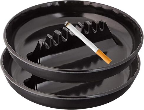Ash Tray for Cigarettes - Ashtrays for Cigarettes Outdoor Ash Tray-2 Pack 7 Inches Large Size Patio Ashtray, Home Ashtray, Smokeless Tabletop Ashtrays,Trash Can(black) in Kuwait