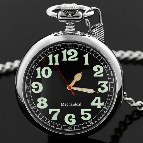 Pocket Watch Alloy Hand Wind Mechanical Pocket Watches Men Arabic Numerals Steampunk with Chain&Box in Kuwait