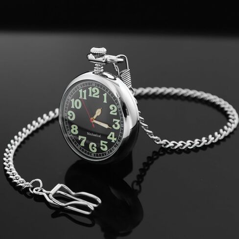 Pocket Watch Alloy Hand Wind Mechanical Pocket Watches Men Arabic Numerals Steampunk with Chain&Box in Kuwait