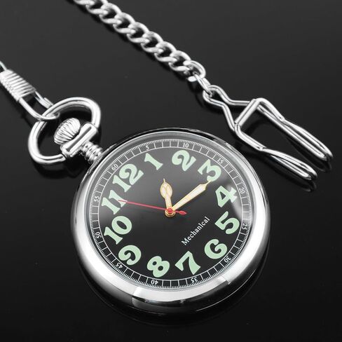 Pocket Watch Alloy Hand Wind Mechanical Pocket Watches Men Arabic Numerals Steampunk with Chain&Box in Kuwait