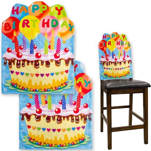 FANCY LAND 2 PCS Birthday Chair Cover for Classroom Happy Birthday Seat Cover for Kids Birthday Party Decorations for School Office Home in Saudi Arabia