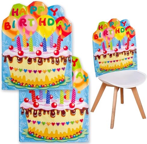 FANCY LAND 2 PCS Birthday Chair Cover for Classroom Happy Birthday Seat Cover for Kids Birthday Party Decorations for School Office Home in Saudi Arabia