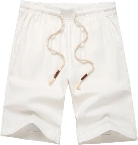 GUNLIRE Boy's Linen Shorts Summer Drawstring Pull-on Lightweight Elastic Waist Casual Beach Shorts in Saudi Arabia