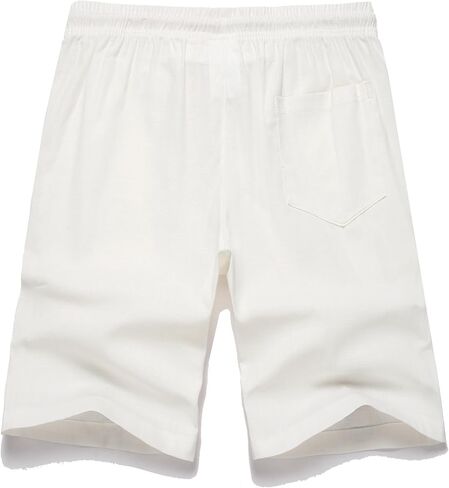 GUNLIRE Boy's Linen Shorts Summer Drawstring Pull-on Lightweight Elastic Waist Casual Beach Shorts in Saudi Arabia