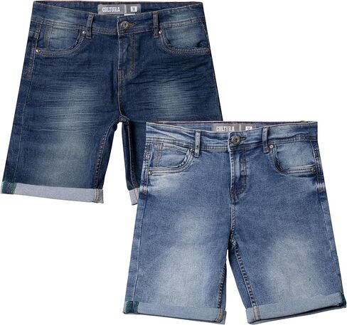 شورتات Bultura 2 Pack Boys Denim (7-18) ، Big & Little Kids Moto Biker & Fashion Rips Shorts Jean المتعثرة in Kuwait