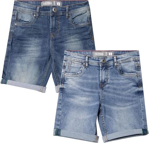 شورتات Bultura 2 Pack Boys Denim (7-18) ، Big & Little Kids Moto Biker & Fashion Rips Shorts Jean المتعثرة in Kuwait
