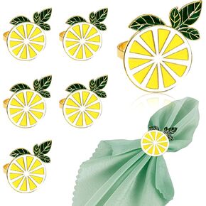 Enamel Lemon Napkin Rings Set of 8 Durable Alloy Fruit Napkin Holder Rings for Thanksgiving Christmas Wedding Banquet Birthday Dinner Party Table Decorations in Kuwait