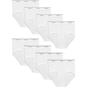 Fruit of the Loom 8-Pack Men's White Tag Free Solid White Cotton Briefs B8P7601 (XL) in Saudi Arabia