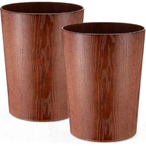 2 Pack 2.3 Gallons Wood Trash Can Wastebasket Natural Wood Round Wastebasket Small Trash Bin for Home, Office Under Desk, Kitchen, Bedroom, Den, Hotel,Room in Kuwait