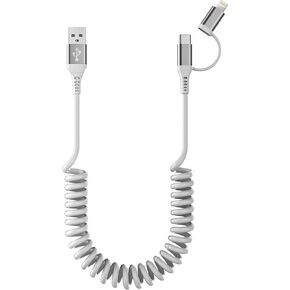 كابل Lightning ملفوف 2 في 1 لـ Apple CarPlay، شاحن iPhone قابل للسحب ومعتمد من Apple MFi مع نقل البيانات وLED، سلك شاحن iPhone قصير لأجهزة iPhone/Pad/Pod in Kuwait