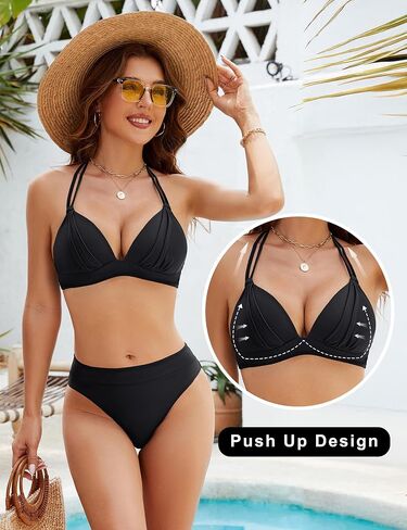 BMJL Womens Push Up Bikini Set Halter Two Piece Swimsuits Triangle Bathing Suits 2025 Cute Swimwear in Saudi Arabia