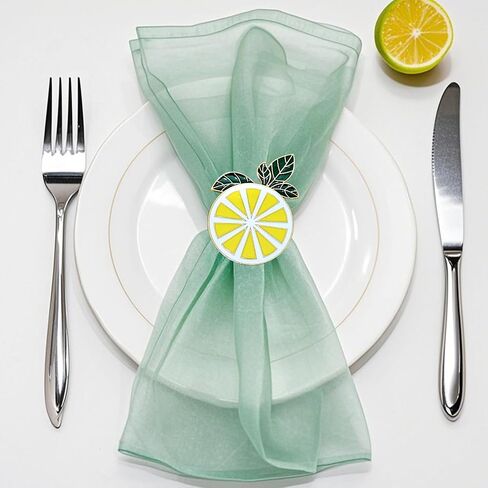 Enamel Lemon Napkin Rings Set of 8 Durable Alloy Fruit Napkin Holder Rings for Thanksgiving Christmas Wedding Banquet Birthday Dinner Party Table Decorations in Kuwait