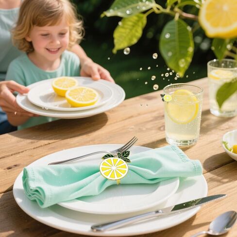 Enamel Lemon Napkin Rings Set of 8 Durable Alloy Fruit Napkin Holder Rings for Thanksgiving Christmas Wedding Banquet Birthday Dinner Party Table Decorations in Kuwait