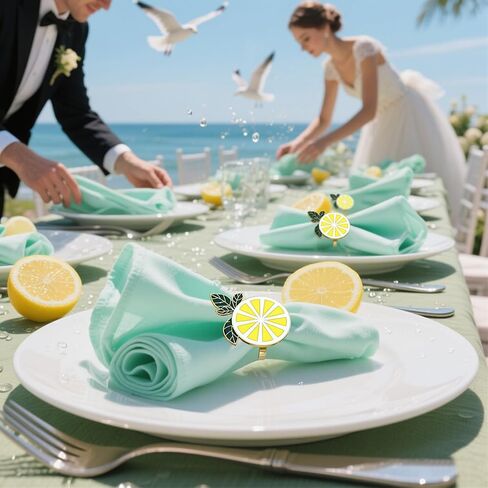 Enamel Lemon Napkin Rings Set of 8 Durable Alloy Fruit Napkin Holder Rings for Thanksgiving Christmas Wedding Banquet Birthday Dinner Party Table Decorations in Kuwait