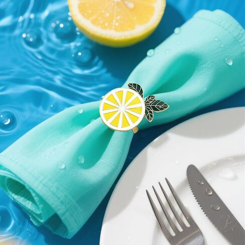 Enamel Lemon Napkin Rings Set of 8 Durable Alloy Fruit Napkin Holder Rings for Thanksgiving Christmas Wedding Banquet Birthday Dinner Party Table Decorations in Kuwait