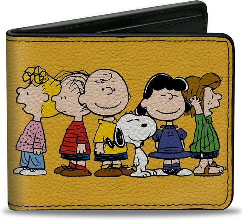 Buckle-Down Peanuts Wallet, Bifold, Peanuts Gang Close Up Group Pose Golden Yellow, Vegan Leather in Saudi Arabia