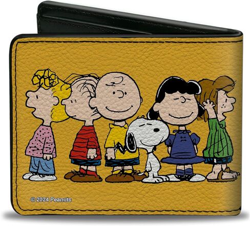 Buckle-Down Peanuts Wallet, Bifold, Peanuts Gang Close Up Group Pose Golden Yellow, Vegan Leather in Saudi Arabia